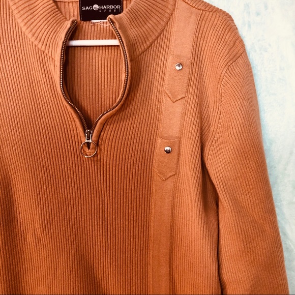 ❄️Sag Harbor Sport Tan Sweater with zipper collar - Picture 3 of 6